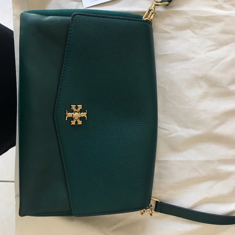 KIRA MIXED-MATERIALS DOUBLE-STRAP SHOULDER BAG